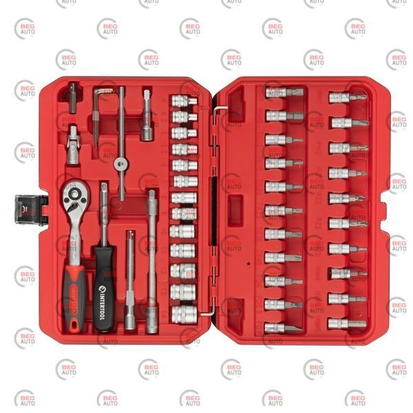 Набір інструменту 1/4" Intertool DIY 48 шт 4-14 мм червоний (ET-9048) F-2462-5 фото