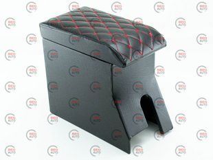 Підлокітник Daewoo Lanos (Деу Ланос) чорний з червоною вишивкою РОМБ 279222 фото